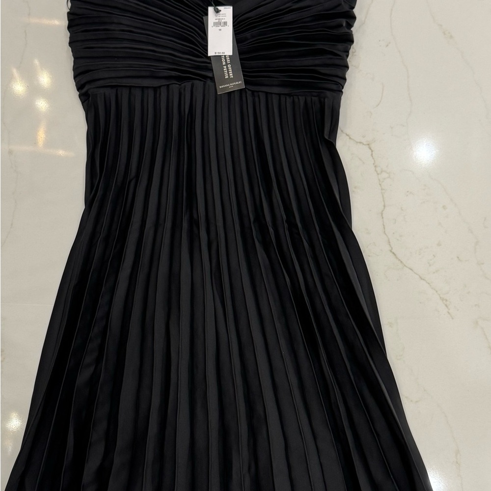 Banana Republic Black Strapless Pleated Dress